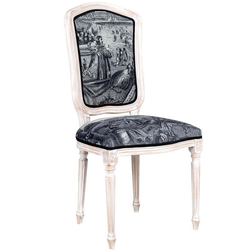 Стул Tuileries Square Stool Черно-белый Белый винтажная патина   в Твери | Loft Concept 