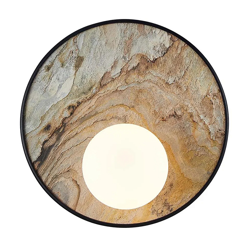 Бра круглое с каменным диском в металлической раме Sandstone Painting  в Твери | Loft Concept 