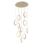 Потолочная люстра каскадная светодиодная с золотистым каркасом Ring of Fire варинант исполнения - 1 | Loft Concept в Твери
