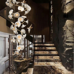 Люстра каскадная из белых цветов каллы и птичек Refined Taste of Light варинант исполнения - 3 | Loft Concept в Твери