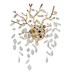 Бра золотого цвета с декоративными ветвями и прозрачными подвесками в форме листьев Droplet Chandelier варинант исполнения - 1 | Loft Concept в Твери