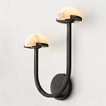 Бра с 2-мя мраморными плафонами на черном корпусе Light Warm Light варинант исполнения - 1 | Loft Concept в Твери