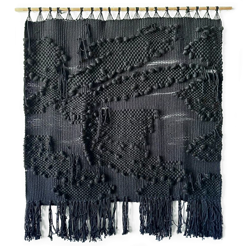 Гобелен из шерсти мериноса с узелками Ночь  Черный в Твери | Loft Concept 