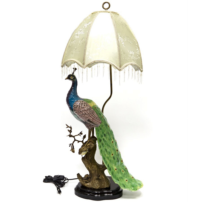 Настольная лампа Peacock Lamp Белый Зеленый Синий Бронза в Твери | Loft Concept 