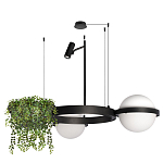 Подвесной светильник с 2-мя шарообразными плафонами и цилиндрическим спотом Light of Еyes варинант исполнения - 2 | Loft Concept в Твери