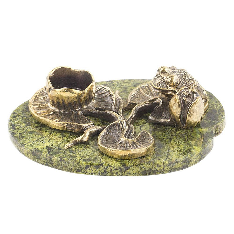 Подсвечник из бронзы и натурального камня змеевик Stone Candlestick Змеевик Бронза Подсвечник из бронзы и натурального камня змеевик Stone Candlestick Змеевик Бронза в Твери | Loft Concept