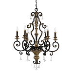 Люстра с подвесками из прозрачного стекла на кованом каркасе бронзового цвета в классическом стиле Quoizel варинант исполнения - 5 | Loft Concept в Твери