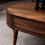 Кофейный стол овальный из дерева с 2-мя ящиками Coffee Walnut Table варинант исполнения - 5 | Loft Concept в Твери