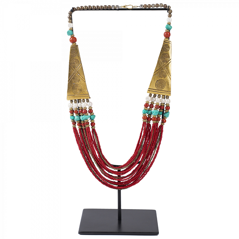 Ожерелье на подставке NECKLACE RED AND BRASS Латунь Красный Ожерелье на подставке NECKLACE RED AND BRASS Латунь Красный в Твери | Loft Concept