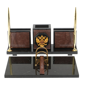 Настольный письменный набор из камня лемезит с гербом России Royal Accessory