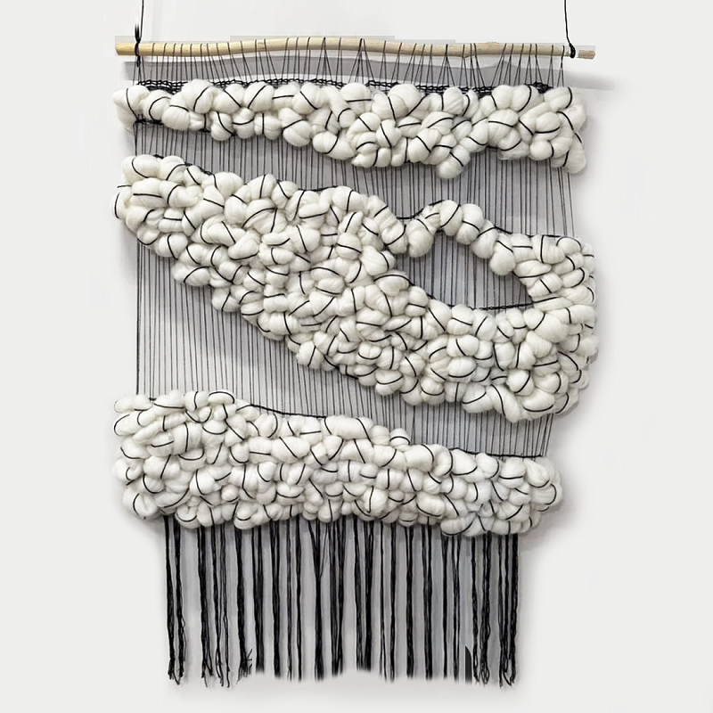 Гобелен из шерсти Облака черные нити Черный в Твери | Loft Concept 