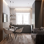 Серый матовый кухонный гарнитур с фасадом под дерево Vincens Kitchen Set варинант исполнения - 2 | Loft Concept в Твери