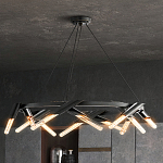 Люстра круглая с трубчатыми лампочками Vanguard Circle варинант исполнения - 3 | Loft Concept в Твери