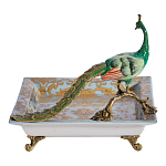 Блюдо квадратное с павлином на бронзовых ножках Eden Garden варинант исполнения - 3 | Loft Concept в Твери