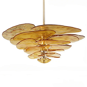 Люстра из янатрного стекла в форме листьев лотоса Glass Pink Sculpture