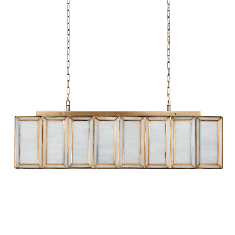 Люстра прямоугольная с каркасом золотого цвета Soft Glow Lamps Золотой Молочный в Твери | Loft Concept 