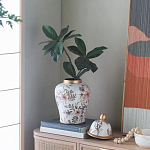 Ваза с нежным цветочным узором в пастельных тонах и крышкой с золотым акцентом Chinoiserie Ceramics варинант исполнения - 6 | Loft Concept в Твери