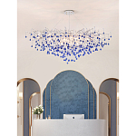 Люстра овальная с синими стеклянными подвесками в форме капель FAIRYTREE Light варинант исполнения - 3 | Loft Concept в Твери