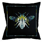 Подушка декоративная пчела сине-зеленый узор Ikat Pattern варинант исполнения - 1 | Loft Concept в Твери