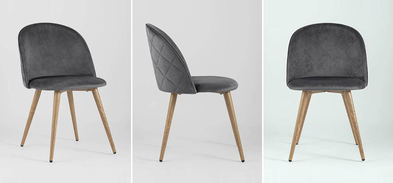Стул Miruna Chair Спинка Ромбы Серый Велюр Стул Miruna Chair Спинка Ромбы Серый Велюр - Loft-Concept в Твери