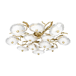 Потолочная люстра круглая ветвистыми бронзовыми элементами и стеклянными рифлеными дисками Textured Glass Chandelier варинант исполнения - 3 | Loft Concept в Твери