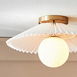 Потолочный светильник с белым плиссированным абажуром Headquarters варинант исполнения - 2 | Loft Concept в Твери