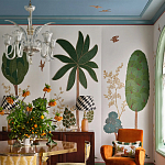 Обои с вышивкой ручной работы Mughal Trees Original colourway on linen варинант исполнения - 5 | Loft Concept в Твери