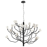 Люстра подвесная черного цвета с ветвями и белыми фарфоровыми цветами Floralis варинант исполнения - 10 | Loft Concept в Твери
