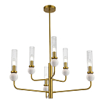 Люстра с 6-ю плафонами в форме стеклянных трубок и мраморных декоративных элементов Montreal варинант исполнения - 4 | Loft Concept в Твери