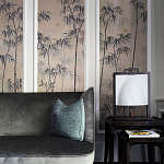 Обои ручная роспись Distant Bamboo Special Colourway on Lead Grey dyed silk варинант исполнения - 2 | Loft Concept в Твери