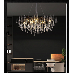 Люстра черная с прозрачными стеклянными подвесками в форме капель FAIRYTREE Light варинант исполнения - 5 | Loft Concept в Твери