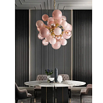 Люстра розовые шары на золотом каркасе Pink Light Bubbles варинант исполнения - 3 | Loft Concept в Твери
