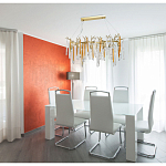 Люстра линейная золотого цвета с декоративными ветвями и длинными стеклянными подвесками в форме сосулек Droplet Chandelier варинант исполнения - 10 | Loft Concept в Твери