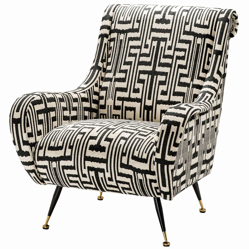 Кресло Eichholtz Chair Giardino Ozbek Black Черно-белый Латунь Кресло Eichholtz Chair Giardino Ozbek Black Черно-белый Латунь в Твери | Loft Concept