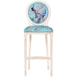 Барный стул из массива бука с изображением птиц и цветов Turquoise Beige Chinoiserie Garden Chair варинант исполнения - 1 | Loft Concept в Твери