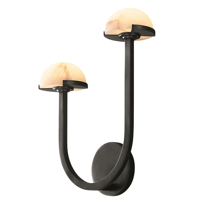 Бра с 2-мя мраморными плафонами на черном корпусе Light Warm Light Черный Бра с 2-мя мраморными плафонами на черном корпусе Light Warm Light Черный в Твери | Loft Concept