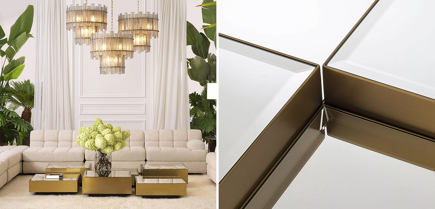 Комплект кофейных столиков Eichholtz Coffee Table Esposito set of 4 Mirror Glass Комплект кофейных столиков Eichholtz Coffee Table Esposito set of 4 Mirror Glass - Loft-Concept в Твери