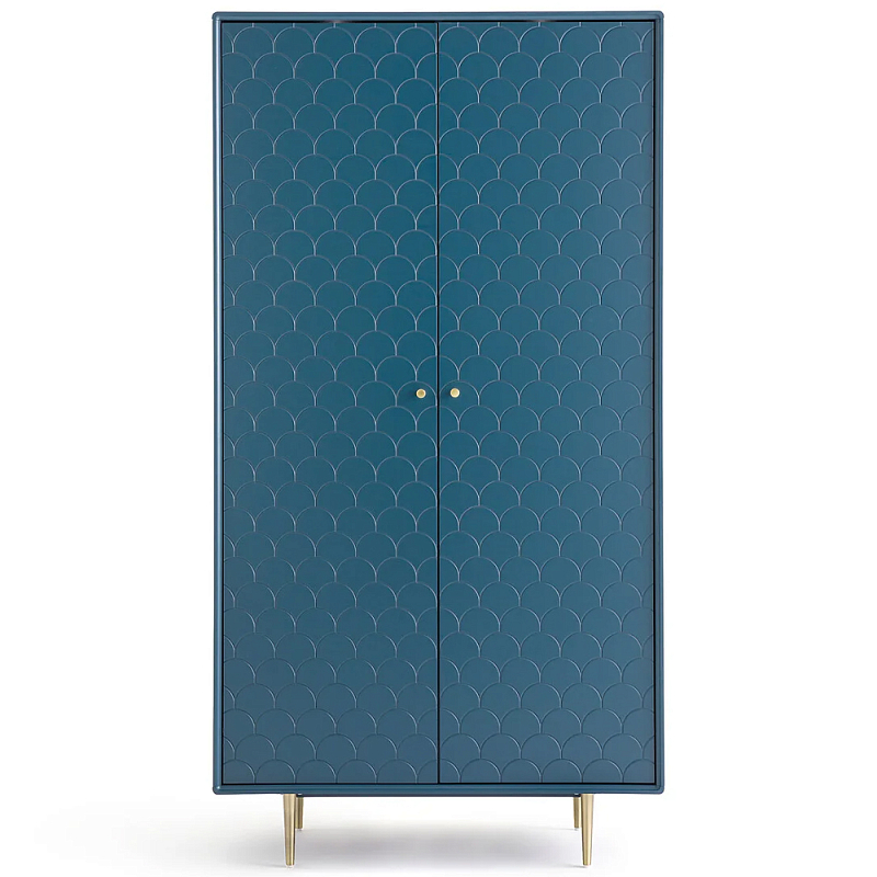 Шкаф двухдверный Scale Ornament Blue Wardrobe Синий Латунь Шкаф двухдверный Scale Ornament Blue Wardrobe Синий Латунь в Твери | Loft Concept