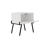 Прикроватная тумба белая с откидной резной дверцей на 4-х металлических ножках NAIVE NIGHTSTAND WHITE варинант исполнения - 1 | Loft Concept в Твери