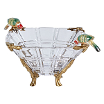 Чаша из прозрачного стекла на бронзовых ножках с фигурками попугаев Eden Garden варинант исполнения - 1 | Loft Concept в Твери