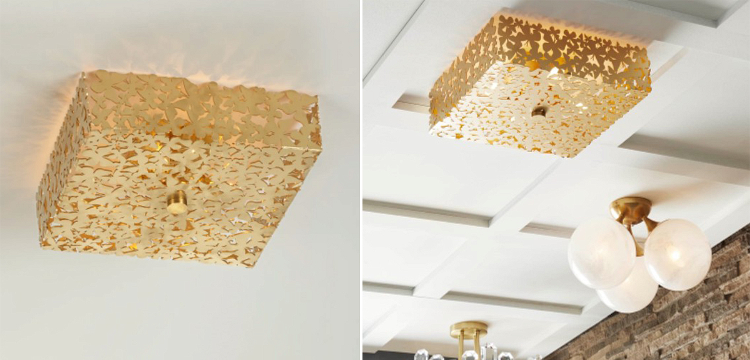 Светильник квадратный с золотыми бабочками Tommy Mitchell Square Butterfly Flush-Mount Light Светильник квадратный с золотыми бабочками Tommy Mitchell Square Butterfly Flush-Mount Light - Loft-Concept в Твери
