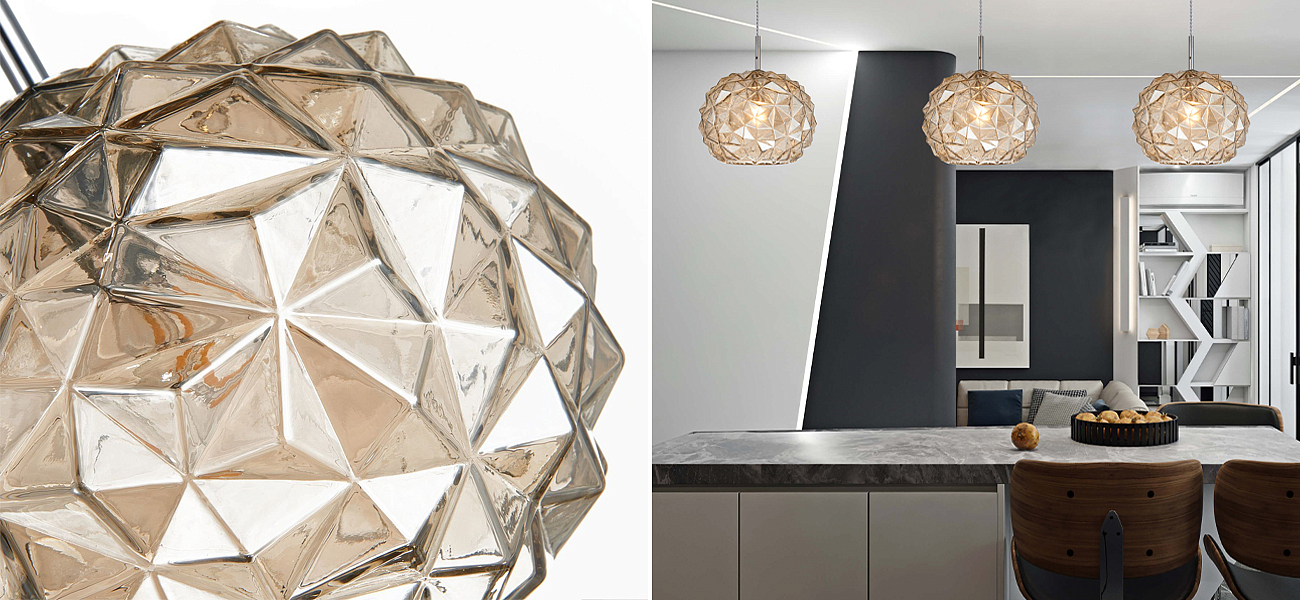 Подвесной светильник коньячного цвета Geometry Glass Подвесной светильник коньячного цвета Geometry Glass - Loft-Concept в Твери