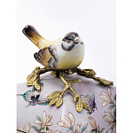 Шкатулка фиолетового цвета с рисунком бабочек и крышкой с фигуркой птицы на ветке Eden Garden варинант исполнения - 4 | Loft Concept в Твери