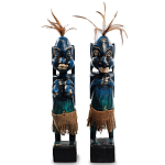 Комплект из 2-х деревянных статуэток Asmat Statuettes Dark Blue варинант исполнения - 1 | Loft Concept в Твери