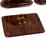 Настольный письменный набор с часами из природного камня обсидиана  Contract Extended варинант исполнения - 2 | Loft Concept в Твери