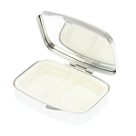 Таблетница карманная прямоугольная с 2-мя отделениями с зеркалом и накладкой из натурального камня Жадеит Silver Stone Pillboxes варинант исполнения - 3 | Loft Concept в Твери