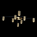 Потолочный светильник с 8-ю цилиндрическими плафонами цвета латунь TRIBES CHANDELIER варинант исполнения - 1 | Loft Concept в Твери