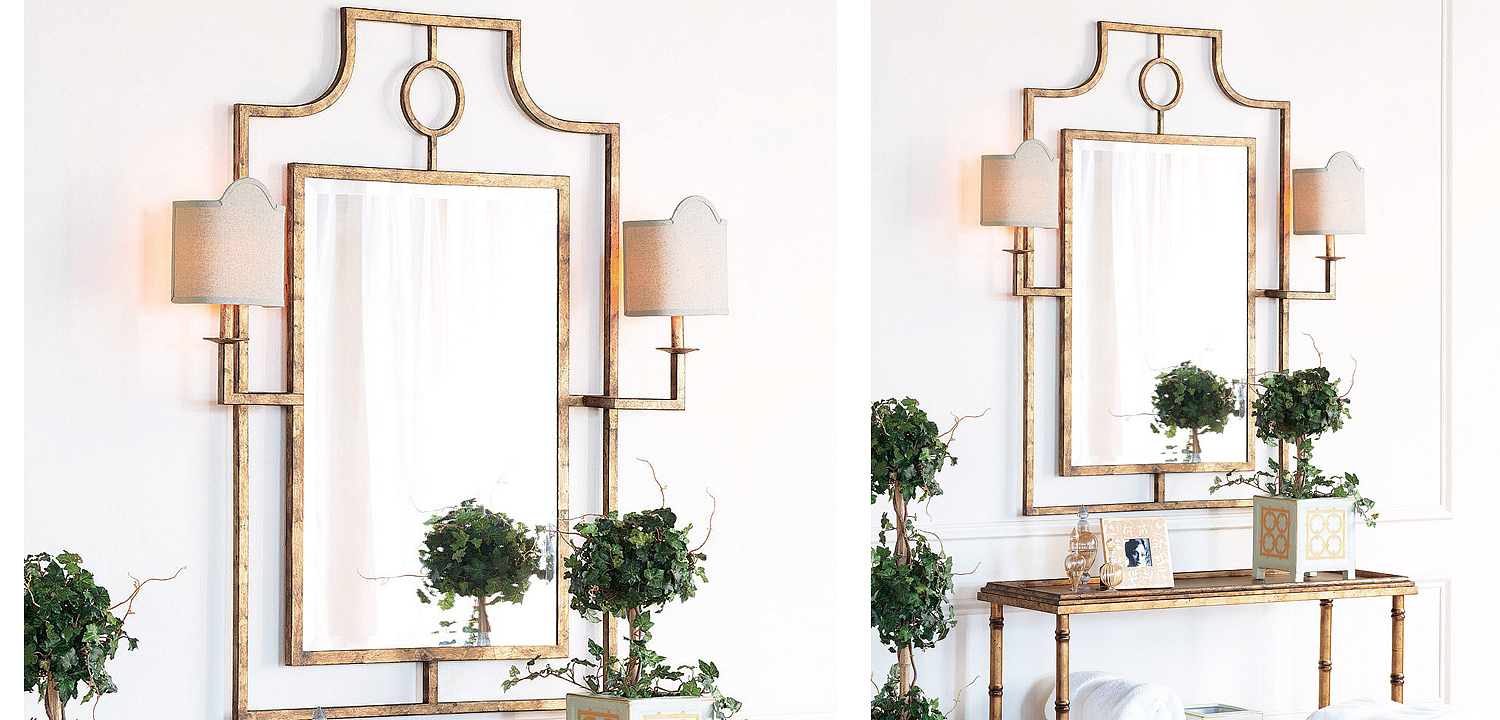 Зеркало с бра Mirror with Sconces Dairile Gold Зеркало с бра Mirror with Sconces Dairile Gold - Loft-Concept в Твери