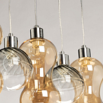 Люстра с 3-мя плафонами волнообразной формы цвета янтарь и 2-мя прозрачными шарообразными плафонами Lucid Rain  варинант исполнения - 8 | Loft Concept в Твери