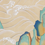 Обои ручная роспись Matsushima Waves Kano on Edo Straw India tea paper варинант исполнения - 2 | Loft Concept в Твери